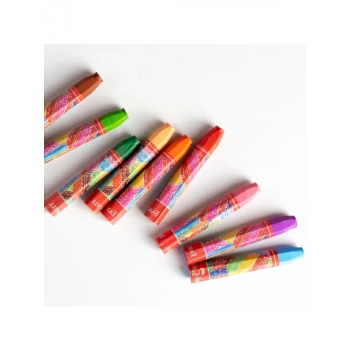 12 Renkli Altıgen Pastel Boya Seti, Plastik Kutu