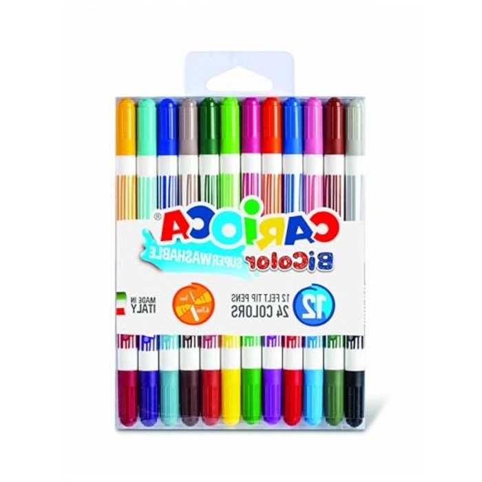 12 Renkli Bicolor Süper Yıkanabilir Çift Uçlu Keçeli Kalem