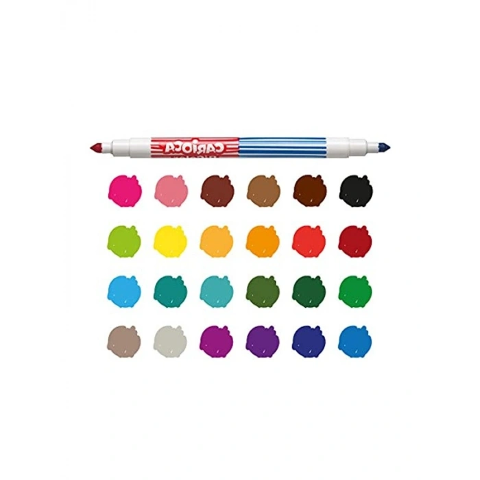 12 Renkli Bicolor Süper Yıkanabilir Çift Uçlu Keçeli Kalem