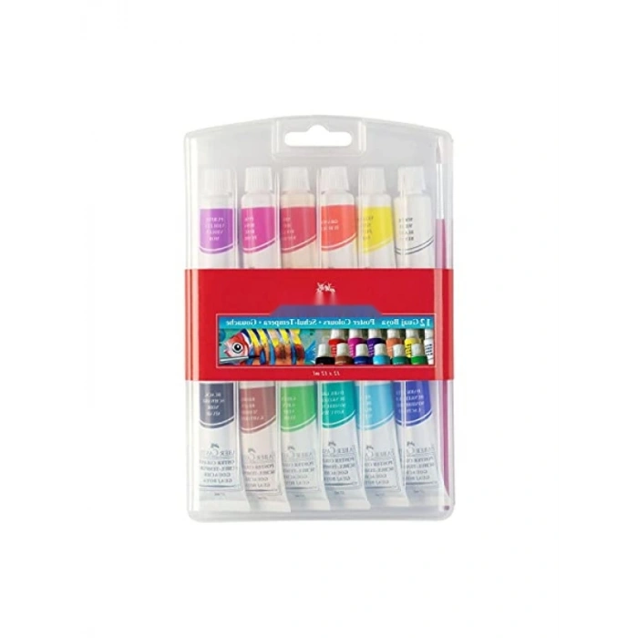 12 Renkli Guaj Boya Tüp Seti