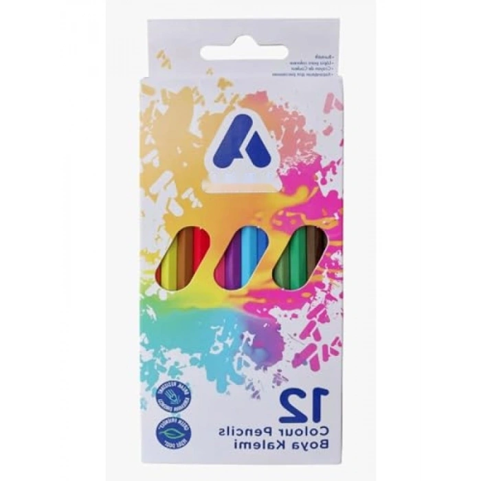 12 Renkli Kırılmaya Dayanıklı Boya Kalemi Seti