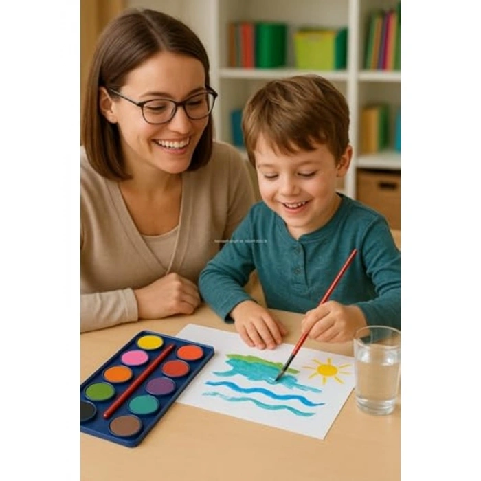 12 Renkli Sulu Boya Seti - Çocuklar İçin Güvenli