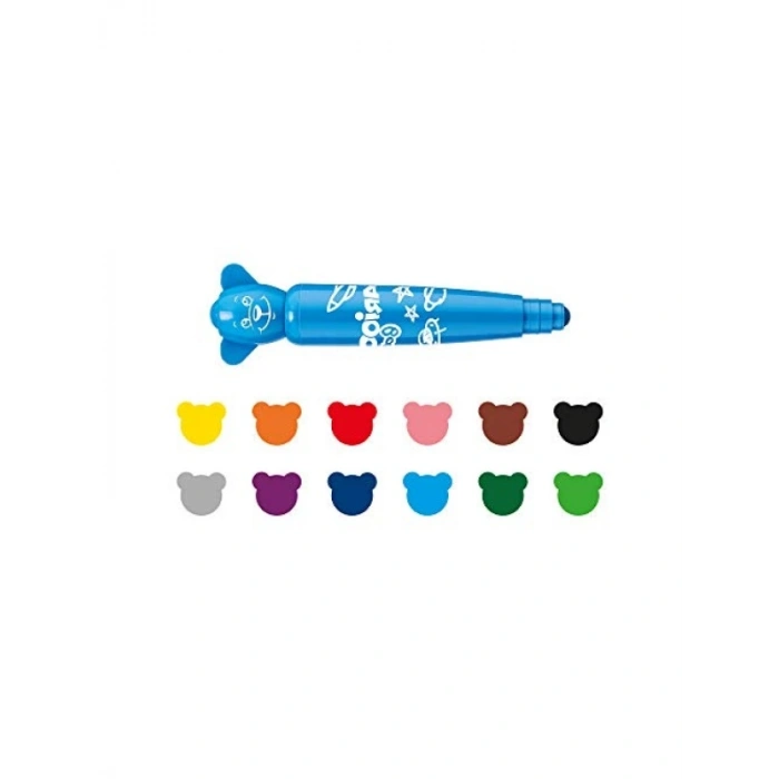 12 Renkli Yıkanabilir Keçeli Boya Kalemi Seti