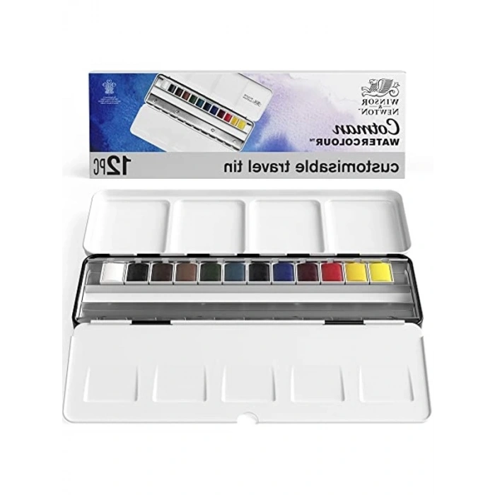 12 Su Bazlı Aquarellfarben Seti, 1/2 Nap, Blue Box