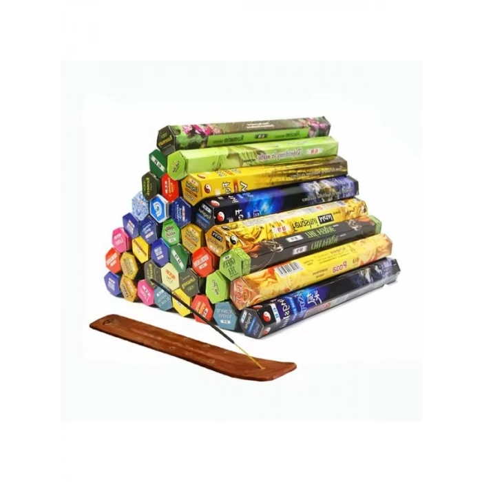 120 Adet Karma Tütsü Seti, 6 Paket ve Ahşap Tutucu