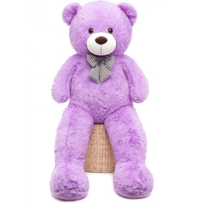 120 cm Papyonlu Peluş Ayı - Mor Renk, Sevgiliye Özel Hediye