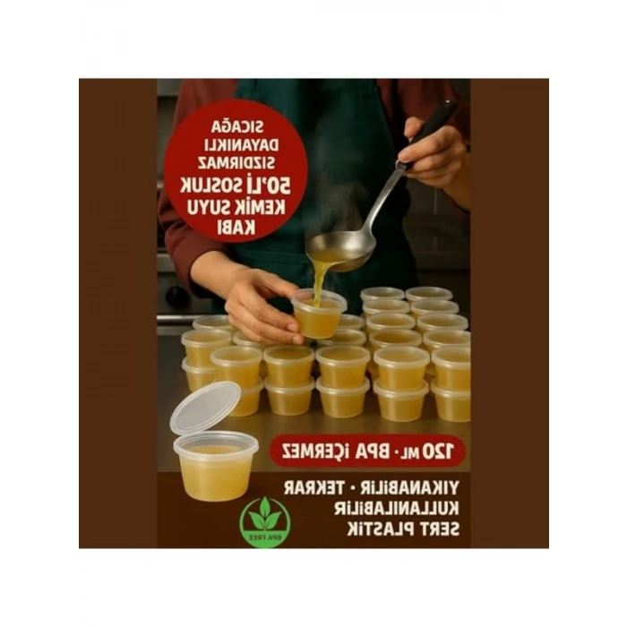 120 ml Kapasiteli 50 Adet Sızdırmaz Saklama Kabı, Dondurucu Uyumlu