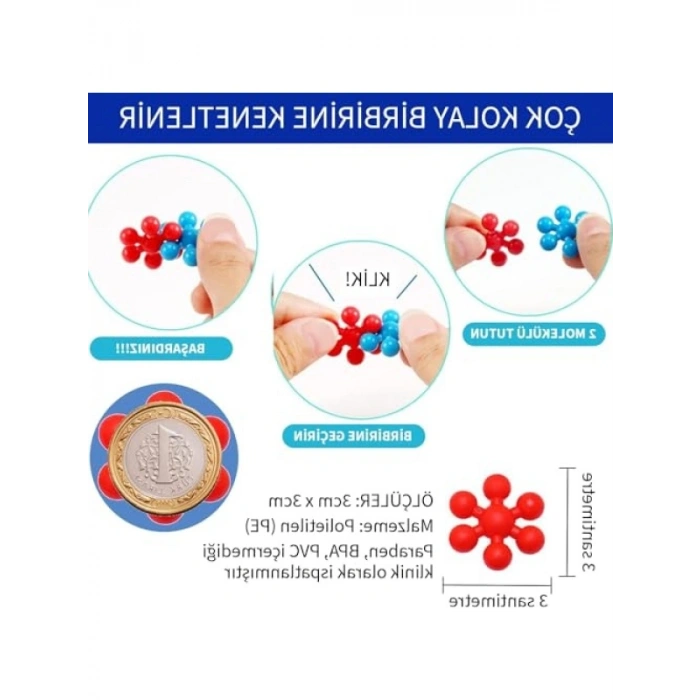 120 Parça Renkli Yapı Taşları Seti - Eğitici Molekül Oyuncak
