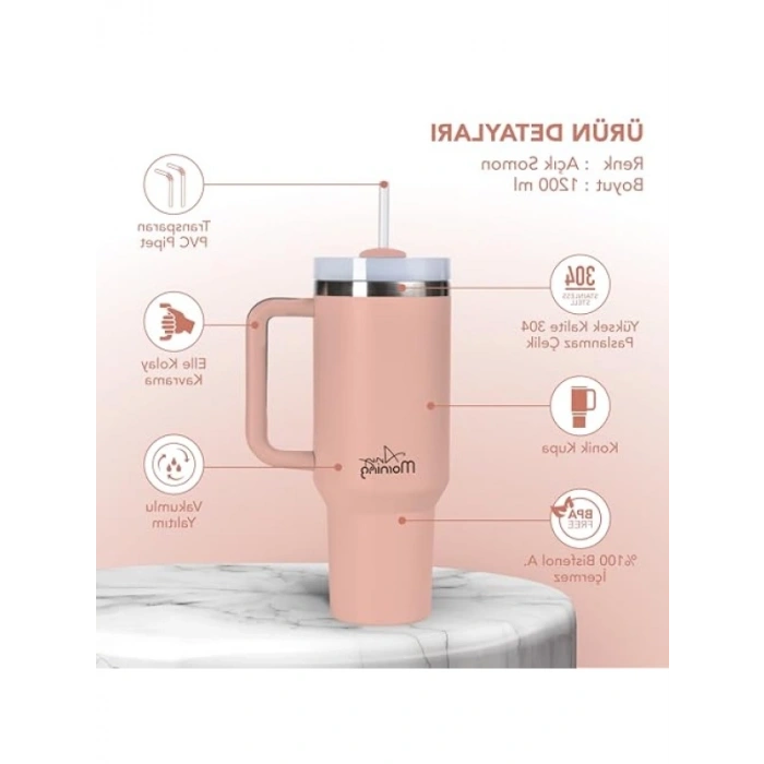 1200 ml Kapasiteli Termos Mug - 3 Kademeli Kapak