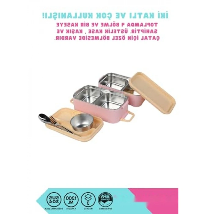 1200ml İki Katlı 4 Bölmeli Sefer Tası