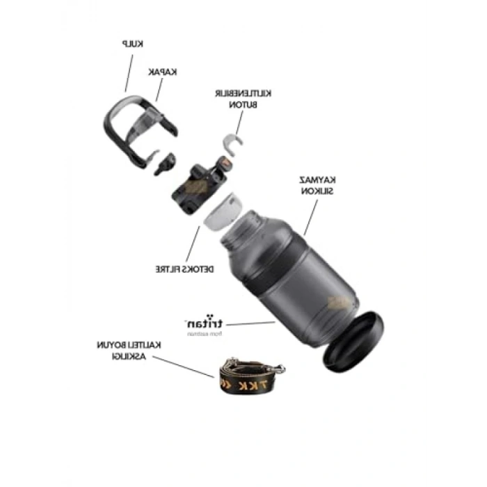 1200ml Kapasiteli Boyun Askılı Su Matara, Pipetli/Pipetsiz Kullanım