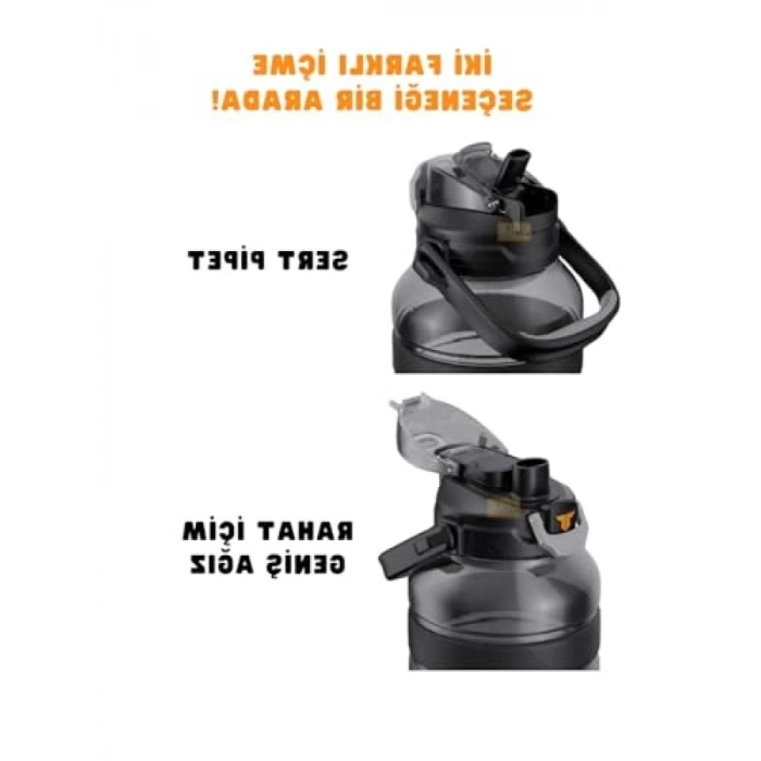 1200ml Kapasiteli Boyun Askılı Su Matara, Pipetli/Pipetsiz Kullanım