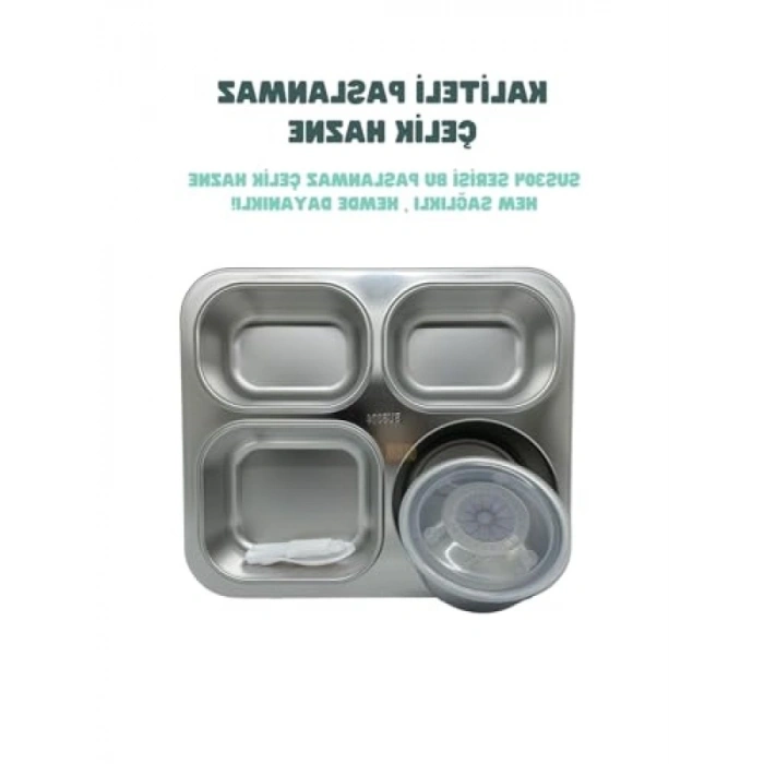 1200ml Paslanmaz Çelik Bento Lunchbox - 4 Bölmeli