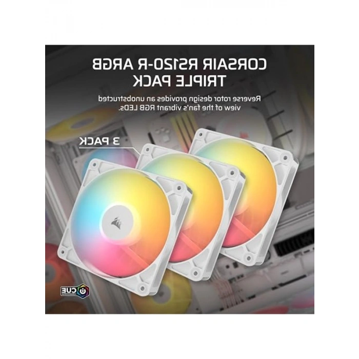 120mm PWM Ters Yapraklı Fan, Üçlü Paket Beyaz Renk