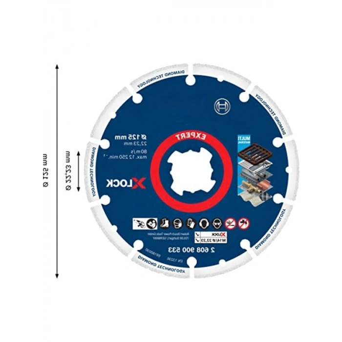 125 mm Elmas Kesme Diski, X-LOCK Sistem, Uzun Ömürlü