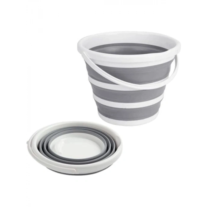 12.8 Litre Katlanabilir Akordiyon Tasarımlı Kova, Gri