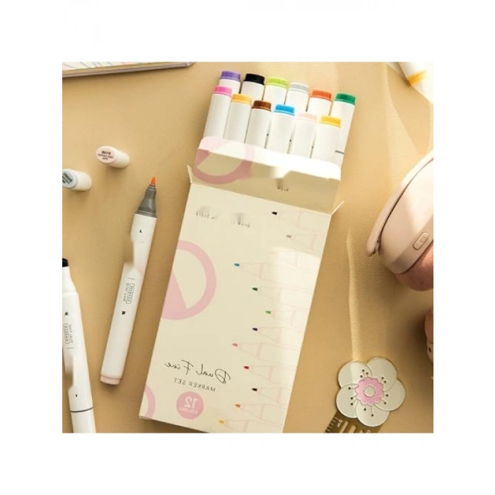 12’li Çift Uçlu Alkol Bazlı Marker Kalem Seti