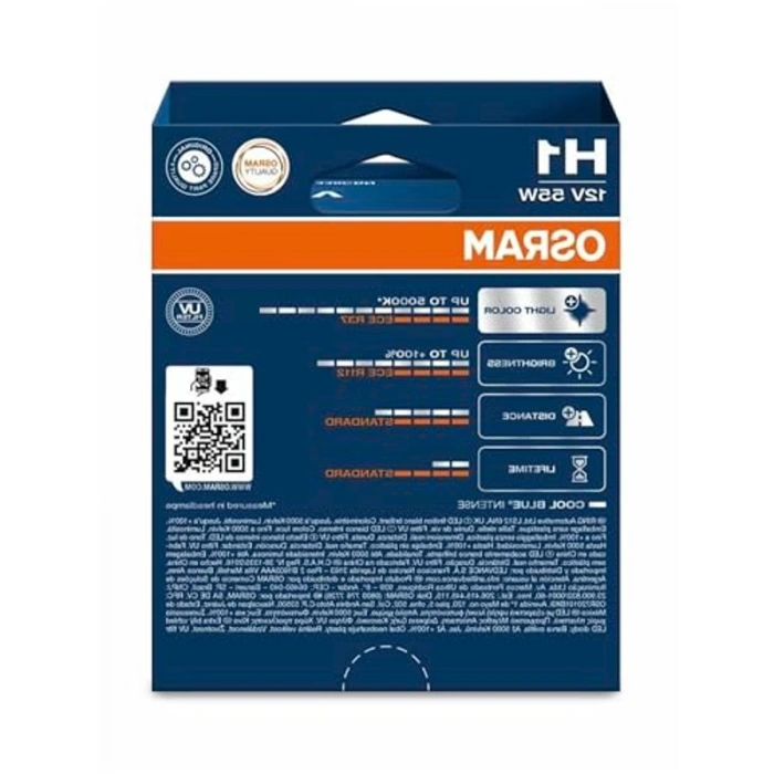 12V 55W OSRAM H1 Far Lambası, 5000K LED Beyaz Işık, 2li Paket