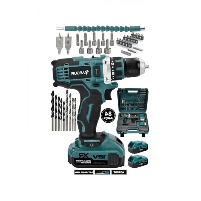 12V Akülü Matkap, 84 Parça Uç Seti ile Pratik Kullanım