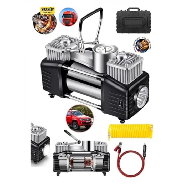 12V Pistonlu Hızlı Lastik Şişirme Kompresörü, 150 Psi