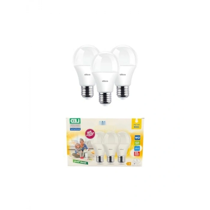 12W LED Ampul, 3lü Paket, 1521 Lümen, E27 Duy