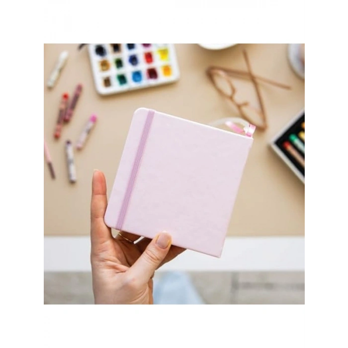 12x12 cm Pembe Sert Kapak Eskiz Defteri, 80 Yaprak 140 gr.