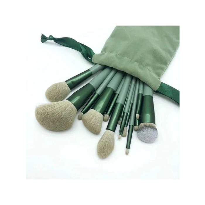 13 Parça Makyaj Fırça Seti, Bez Çantalı