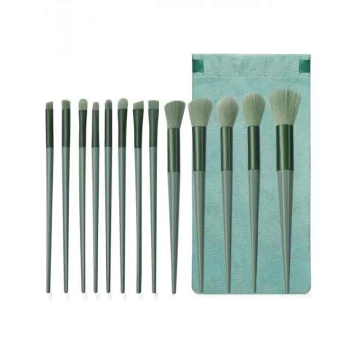 13 Parça Makyaj Fırça Seti, Bez Çantalı