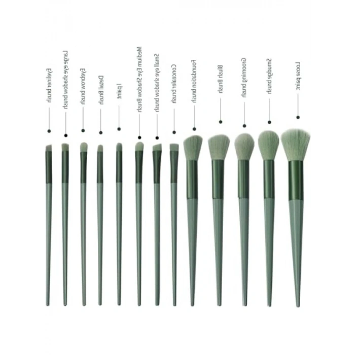 13 Parça Makyaj Fırça Seti, Bez Çantalı