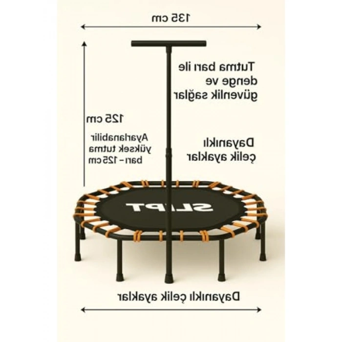 135 cm Altıgen Step Trambolin - Siyah-Turuncu Renk Seçeneği