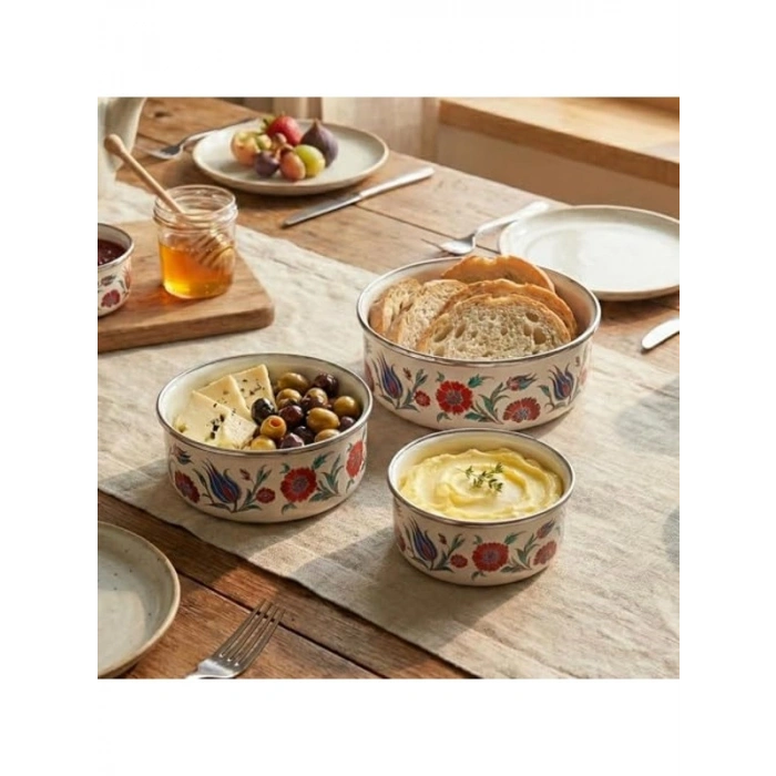 14-16-18 cm Emaye Üçlü Saklama Kabı Seti