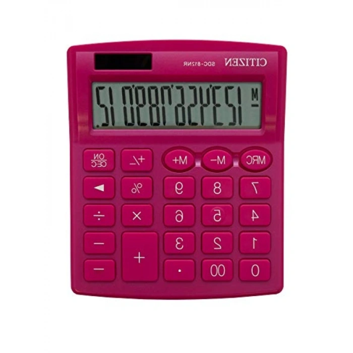 14 Haneli Güneş Enerjili Hesap Makinesi - Pembe
