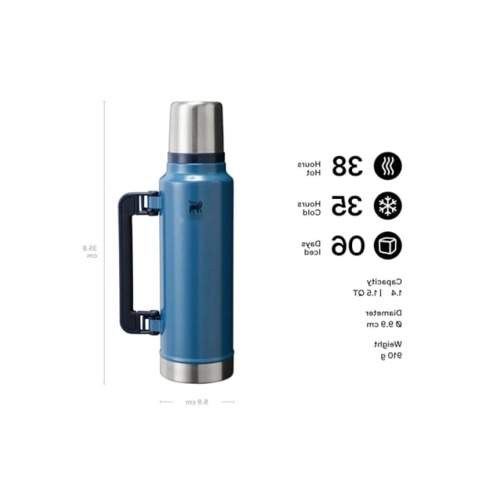 1.4 Litre Mavi Vakumlu Çelik Termos - 48 Saat Isı Koruma Özelliği