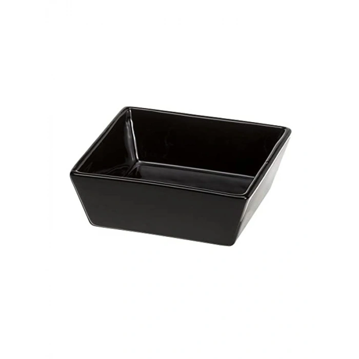 14 x 14 x 5 cm Boyutunda Siyah Seramik Mama Kabı, 0,5 L