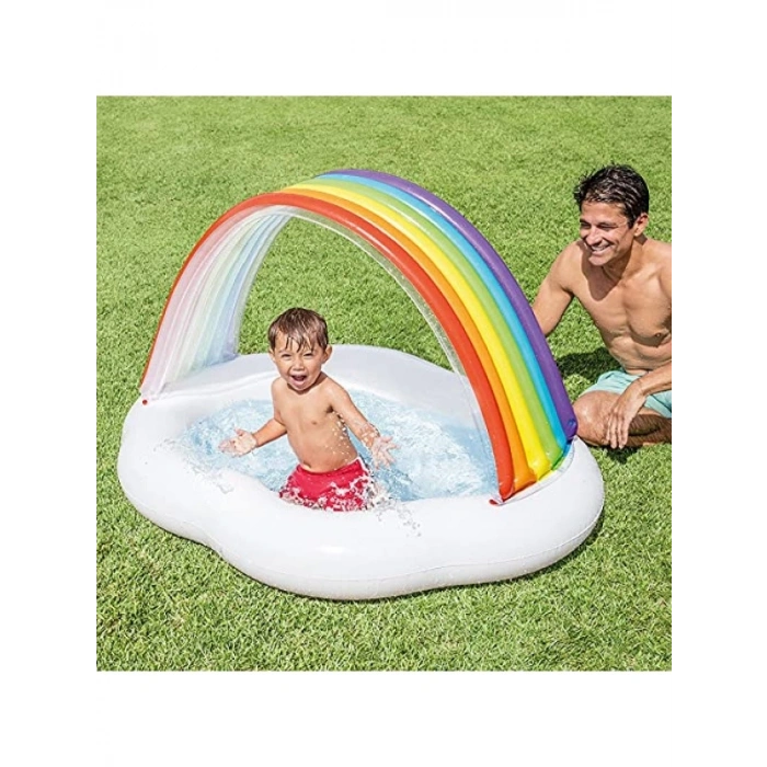 142 cm Çapında Gökkuşağı Desenli Şişme Havuz