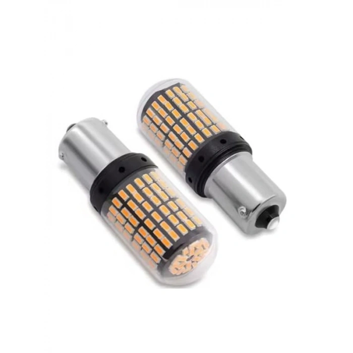 144 Ledli Turuncu PY21W Tip BAU15S Ampul, Tek Duy