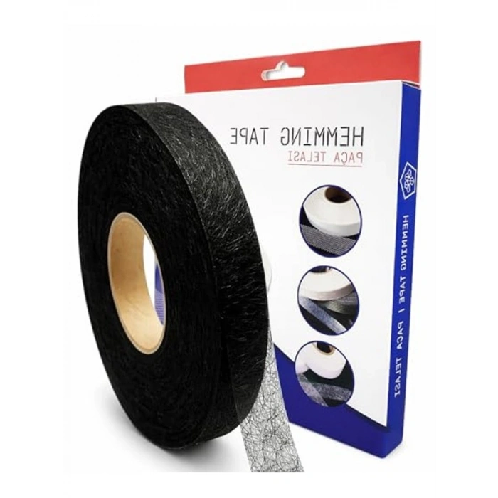 1.5 cm x 100 m Çift Taraflı Yapışkan Tela, Siyah Renk