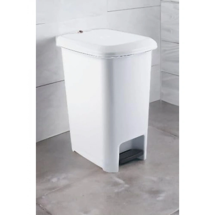 15 Litre Beyaz Pedallı Çöp Kovası, Slim Tasarım