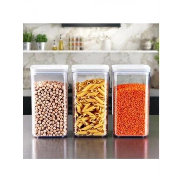 1,5 Litre Vakumlu Kuru Gıda Saklama Kabı - 3 Adet