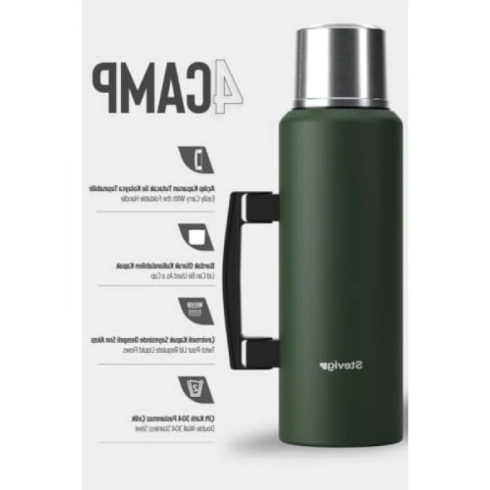 1.5 LT Çelik Termos - Vakumlu Kulplu Tasarım