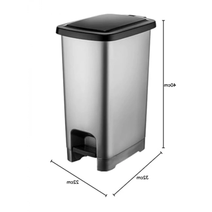 15 lt Kapasiteli Slim Pedallı Plastik Çöp Kovası