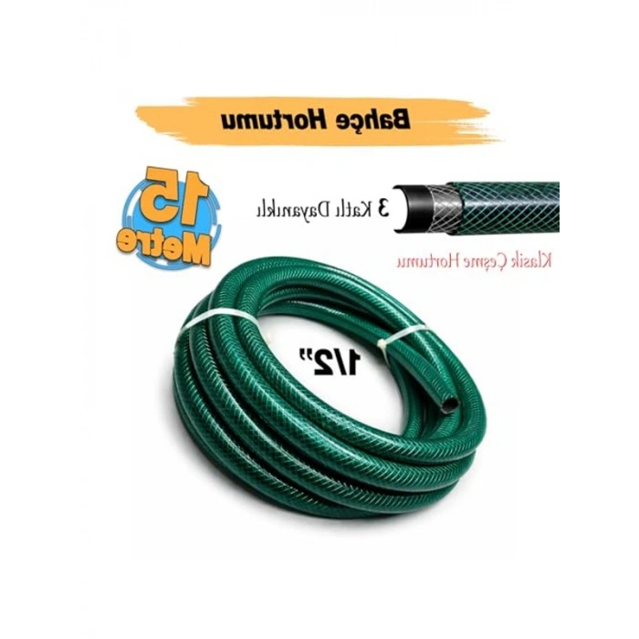 15 Metre Dayanıklı 3 Katlı Bahçe Çeşme Hortumu - 12.5 mm