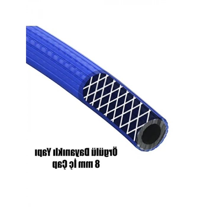15 Metre Uzunlukta Çelik Hava Hortumu - 8 mm Kalınlık, Mavi Renk