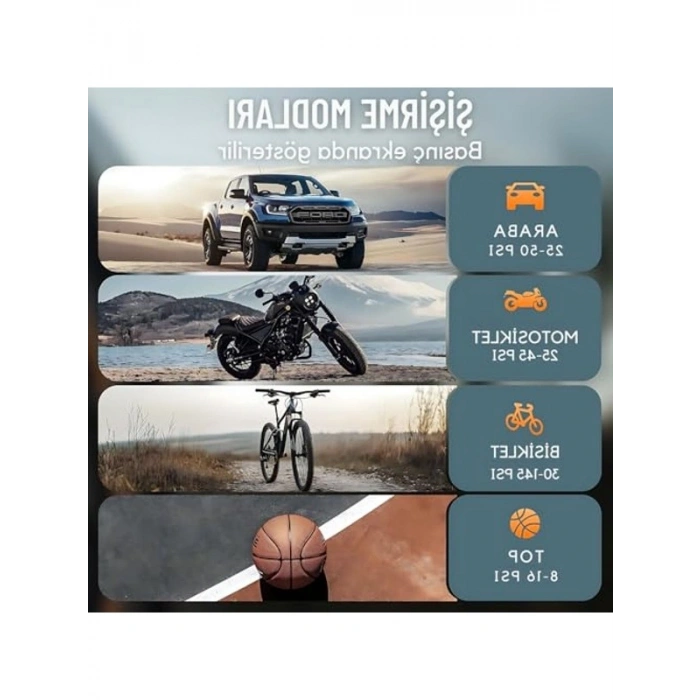 150 PSI Taşınabilir Hava Kompresörü, Şarjlı ve Kablolu Kullanım