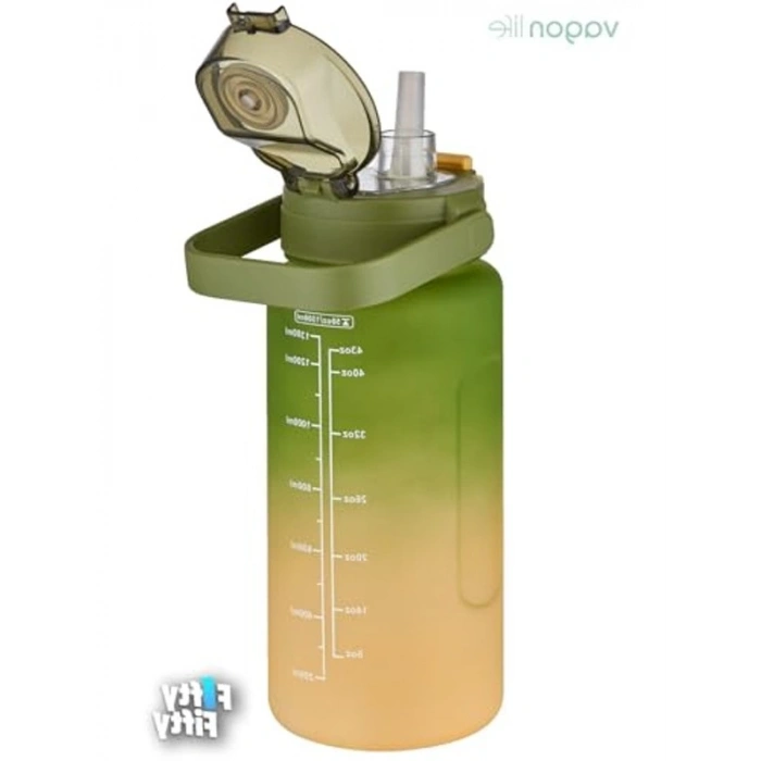 1500 ml Motivasyon Matarası - Çift Renk ve Pipetli