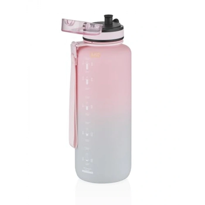 1500ml Kapasiteli Motivasyonel Su Matarası, Pembe-Gri Renk Seçenekleri