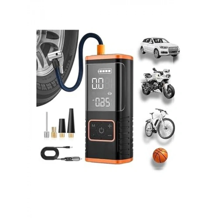 150PSI Taşınabilir Hava Kompresörü, Lastik Basınç Ölçer ve LED Işık