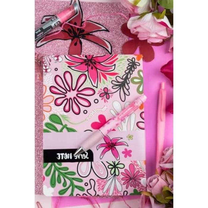 15x21 cm Çizgili Şeker Pembe Not Defteri