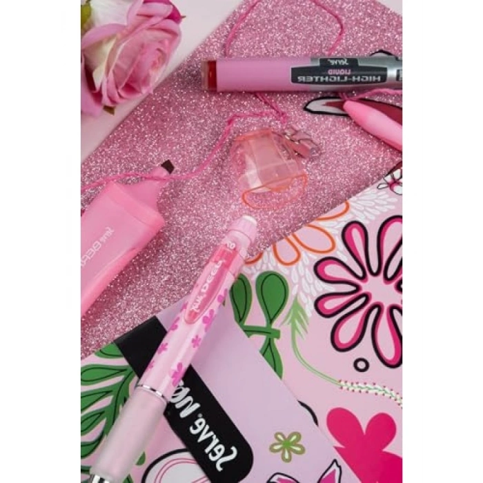 15x21 cm Çizgili Şeker Pembe Not Defteri