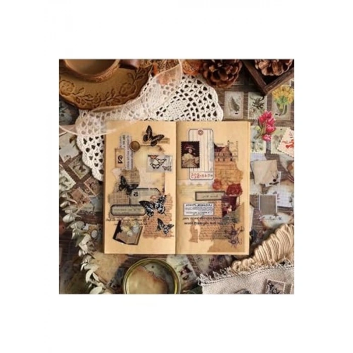 16 Adet Vintage Pul Sticker Seti, Uzay Temalı